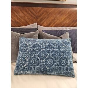 Art Institute Of Chicago Pillow Oblong Boho Blues Geometric NWT 24"x 16" Kilim